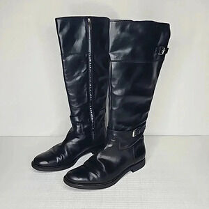 Enzo Angiolini Black Leather Riding Boots Size 8.5